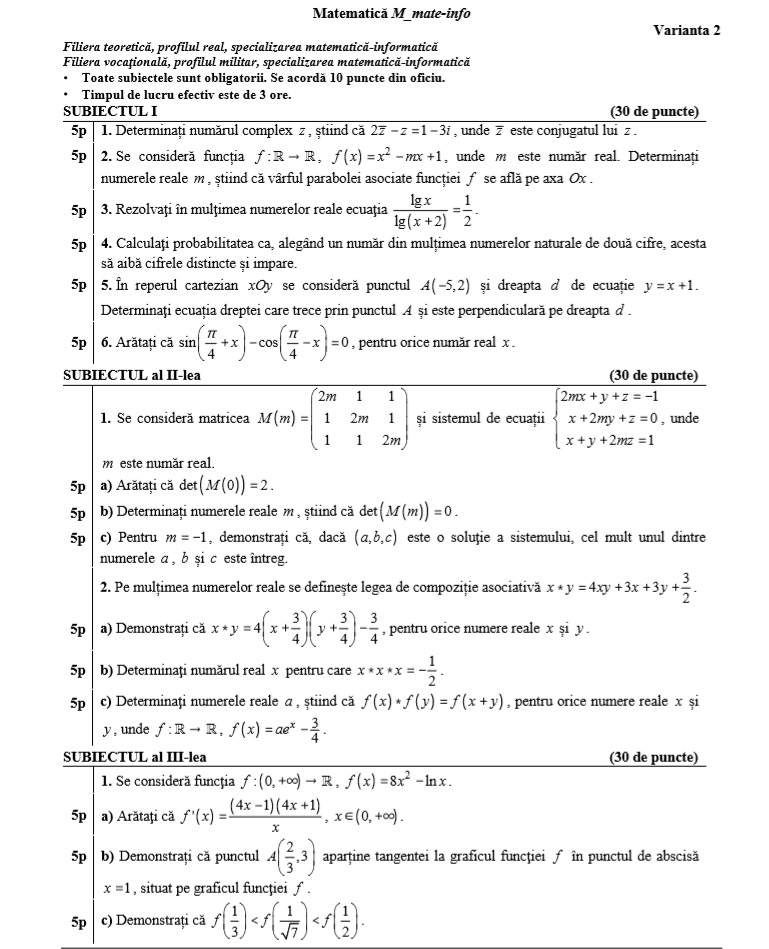 UPDATE: SUBIECTE ȘI BAREM BAC 2018. Ce au avut de rezolvat elevii la Matematică