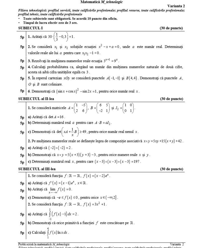 UPDATE: SUBIECTE ȘI BAREM BAC 2018. Ce au avut de rezolvat elevii la Matematică