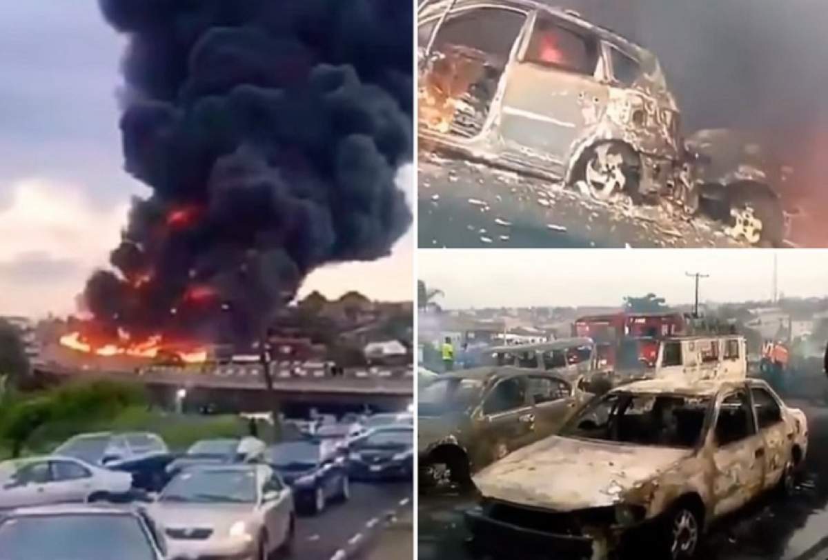 VIDEO / Scene îngrozitoare pe autostradă. Nouă oameni au ars de vii, după ce o cisternă cu combustibil a explodat