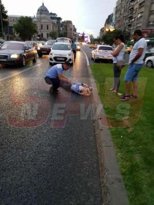 FOTO / Imagini şocante în capitală! Poliţistă lovită intenţionat de un şofer