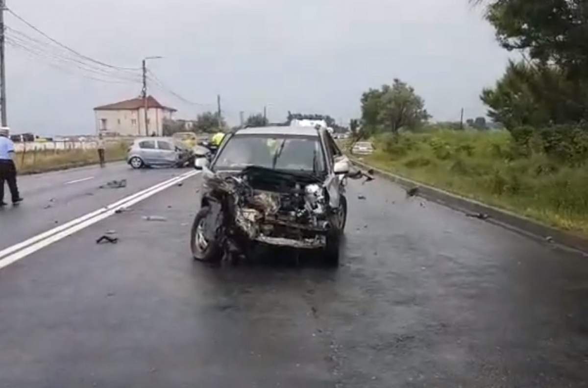 VIDEO / Accident grav între Eforie Nord şi Eforie Sud! Trei maşini s-au făcut praf