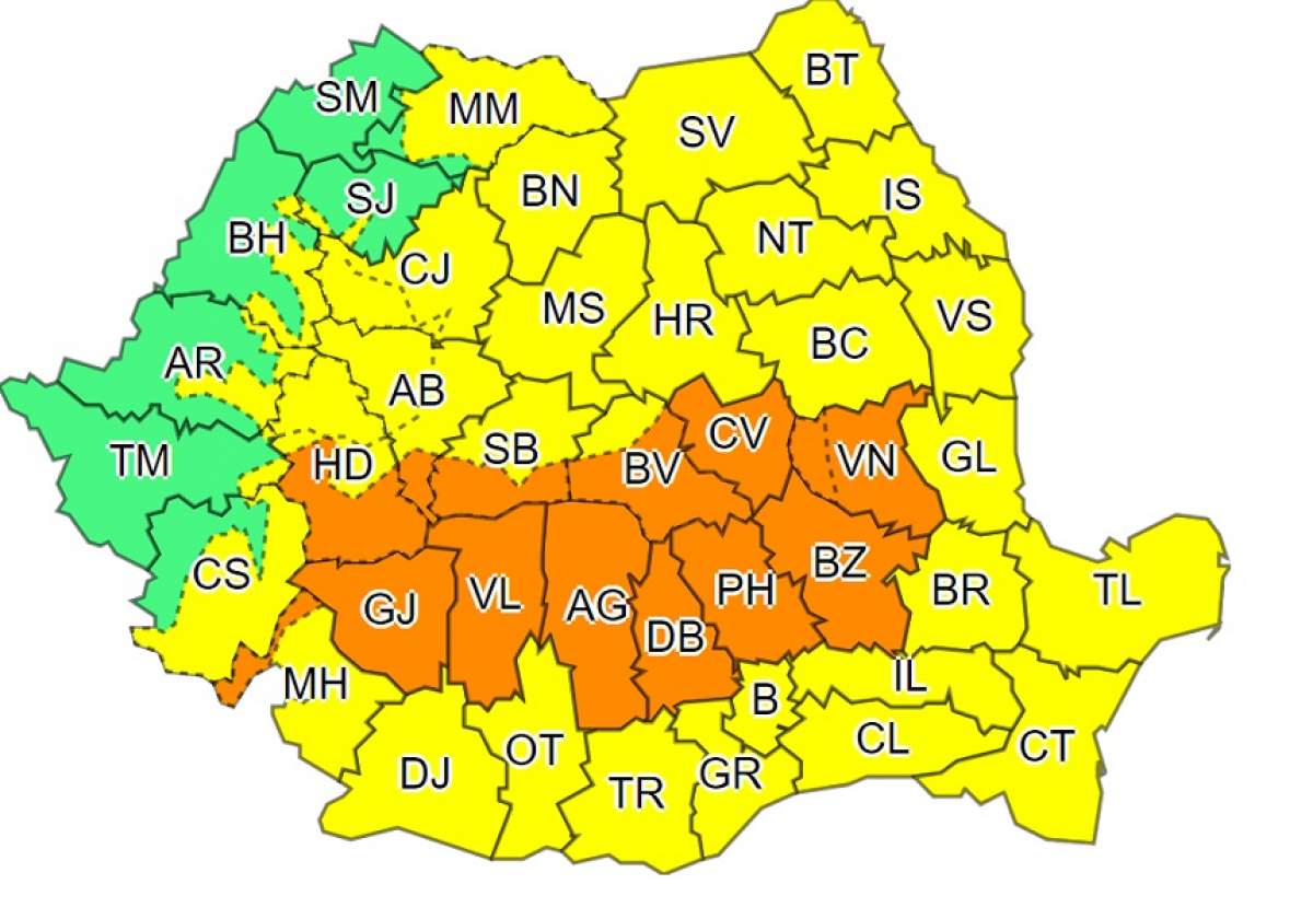 UPDATE / Vești proaste de la meteorologi! A fost emisă avertizare de cod portocaliu pentru vreme rea