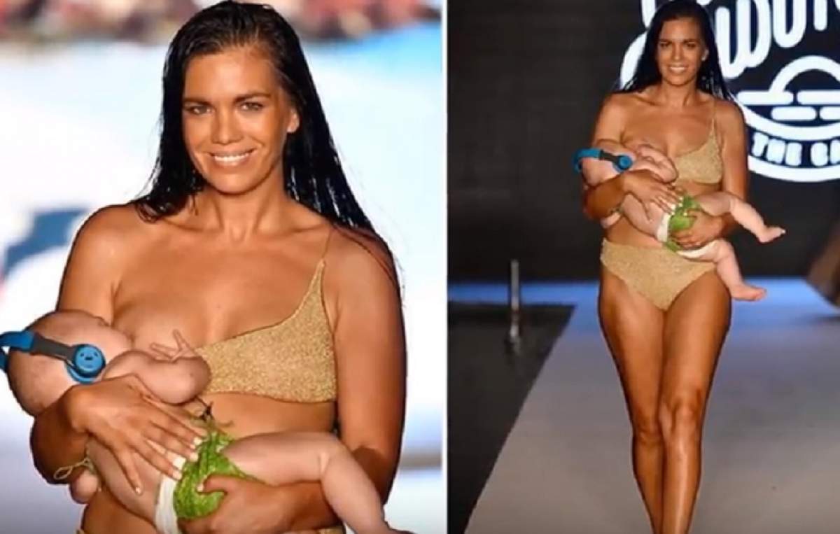 Ăsta da curaj! Un model internațional a defilat pe podium în timp ce-şi alăpta la sân fiica