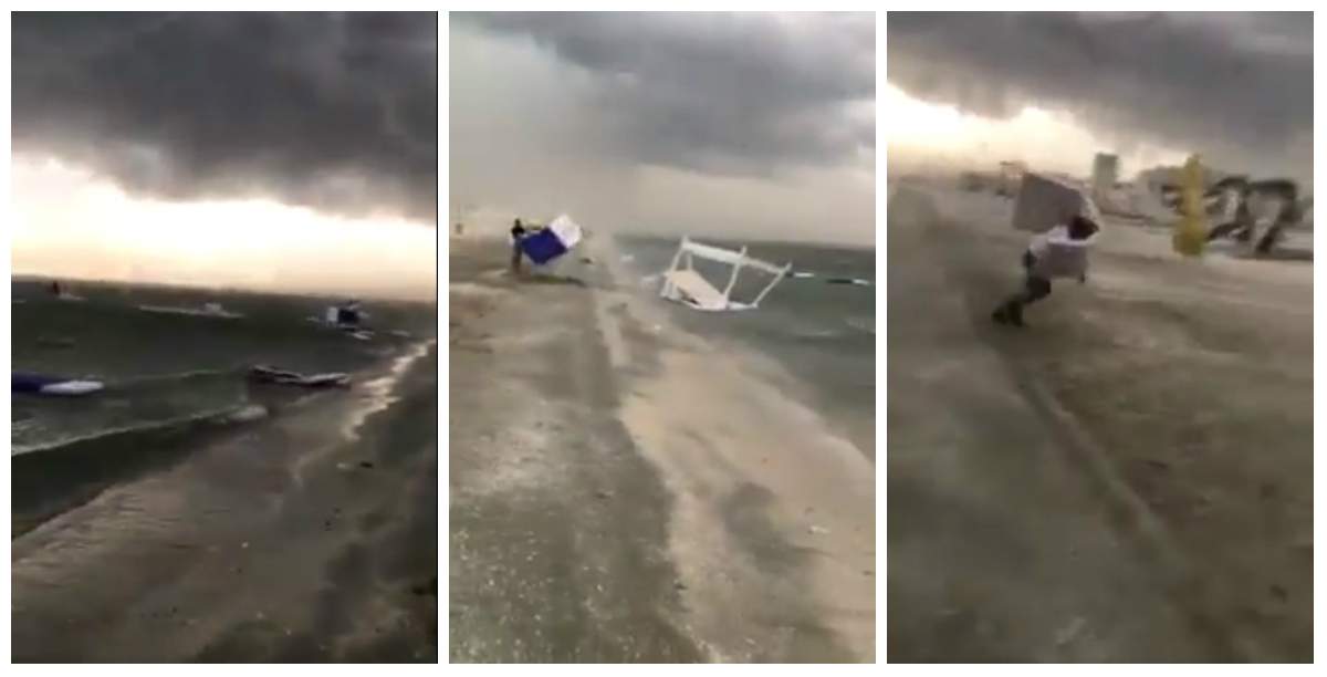VIDEO / Imagini apocaliptice surprinse în Mamaia! O furtună a făcut prăpăd și i-a speriat la culme pe turiști