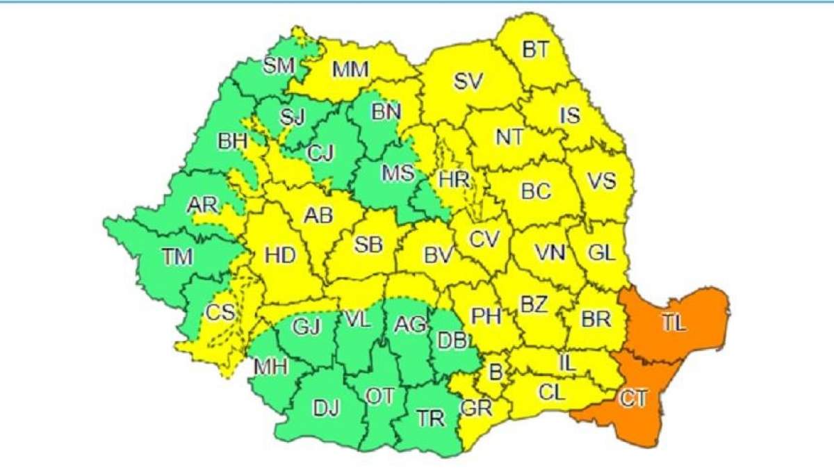 Alertă meteo! Cod  portocaliu şi galben de ploi abundente, până miercuri seara