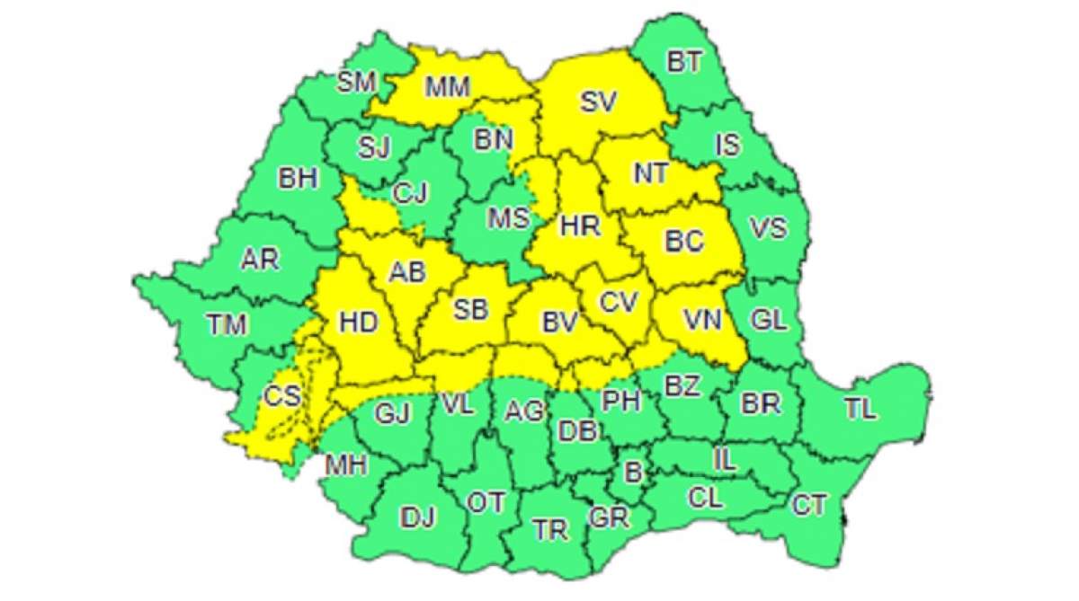 UPDATE:Noi avertizări de vreme rea! Cod galben de vijelii în mai multe zone din ţară