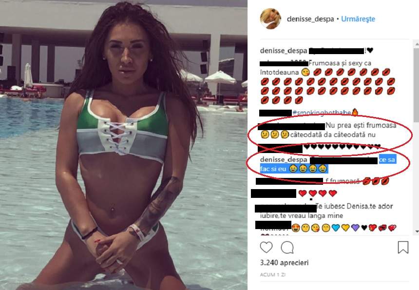 FOTO / Denisa Despa, pusă la zid de un fan răutăcios: „Nu prea ești frumoasă!”