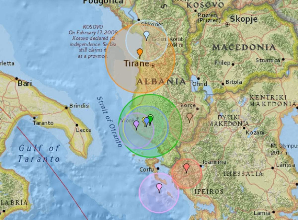 Trei cutremure mari în trei ore, în Albania