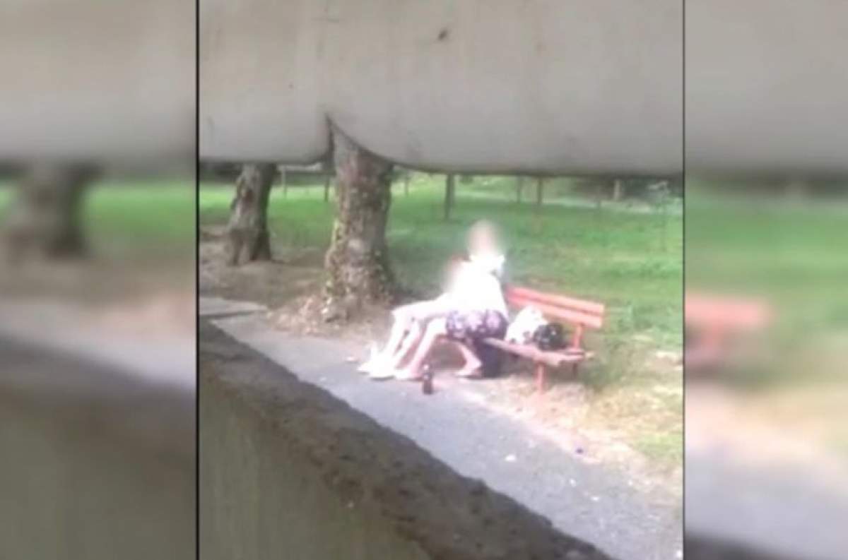 VIDEO / Doi bătrâni din Dej au întreţinut relaţii intime pe o bancă, în parc. S-a întâmplat în văzul trecătorilor