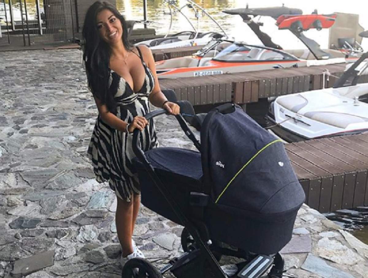 FOTO / Elena Ionescu și-a scos băiețelul pentru prima dată la plimbare. Proaspăta mămică radiază de fericire