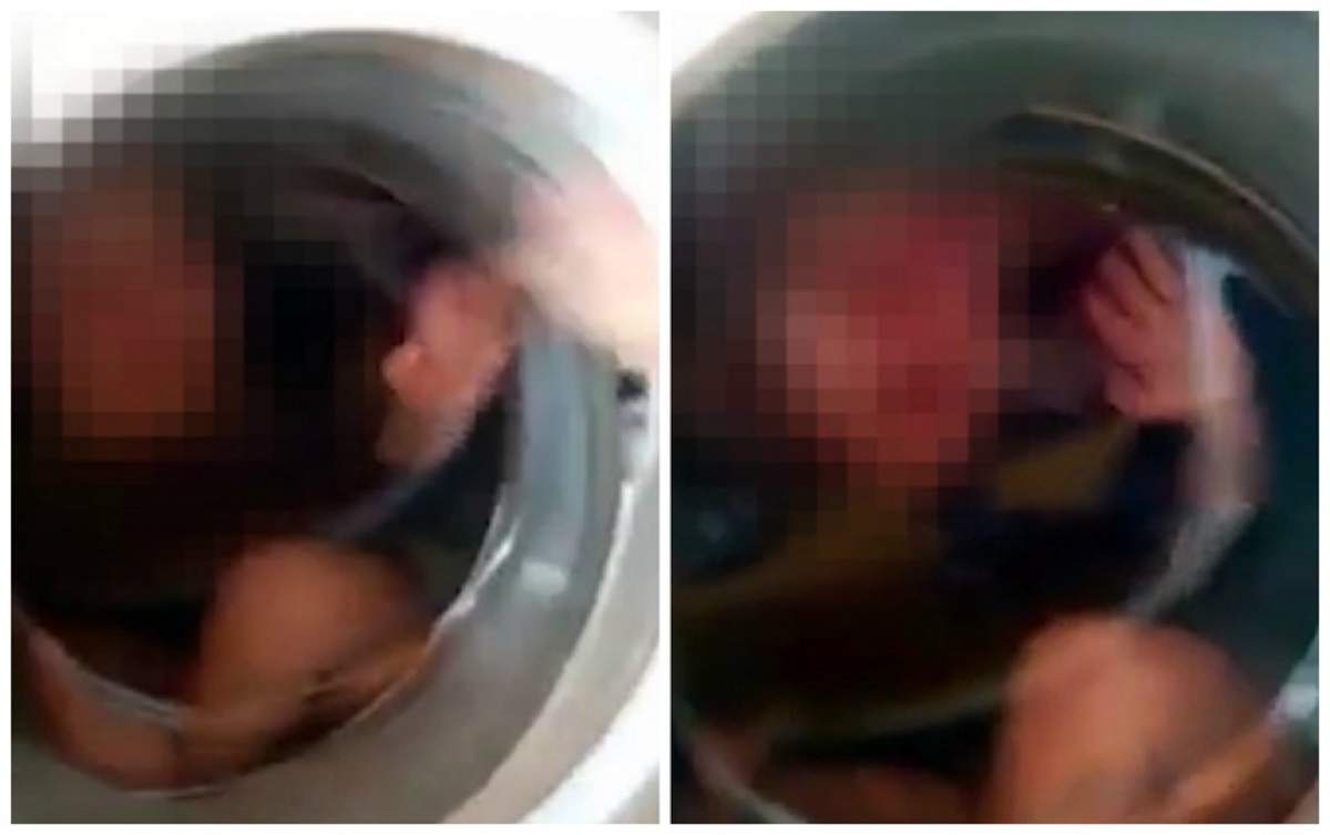 VIDEO / Dădaca din iad! A închis copilul în mașina de spălat și a râs în timp ce micuțul plângea