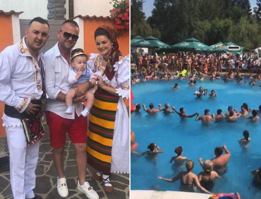 FOTO / Amalia şi Vasilică Ceteraşu, show la piscină. Oamenii au încins o horă chiar în bazin