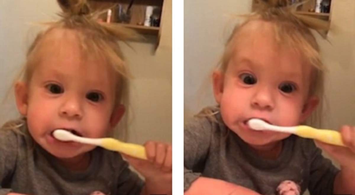 VIDEO /  Copiii fac lucruri trăsnite! O fetiţă a luat periuţa de dinţi, iar ce a urmat e viral