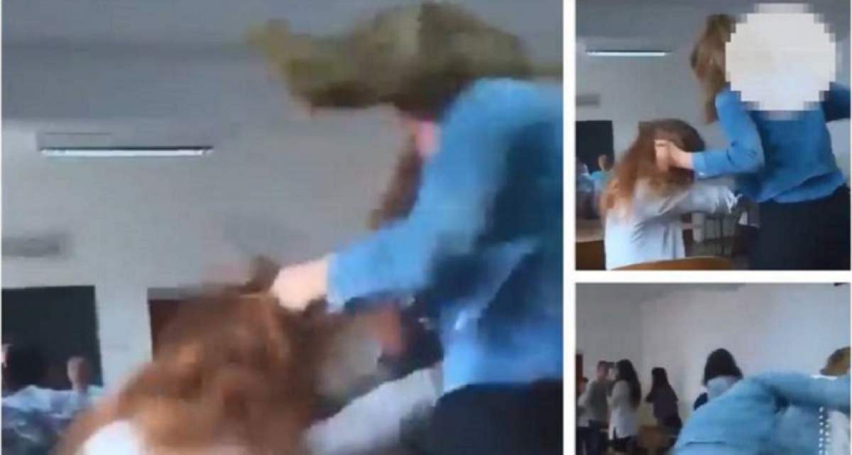 VIDEO / Şi-au împărţit pumni in sala de clasă! Două eleve din Neamţ au fost încurajate de colegi să continue bătaia