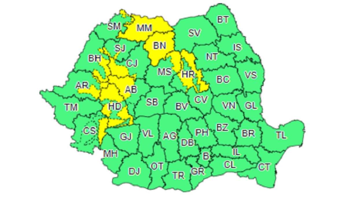 Cod galben de vreme rea! Se anunţă zăpadă şi vânt puternic în mai multe zone din ţară