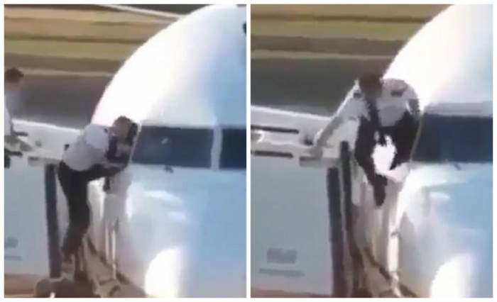 VIDEO / Un pilot s-a încuiat în afara cabinei, așa că a intrat la loc pe geam. Momentul a fost filmat