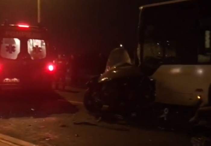 VIDEO / Accident mortal pe Şoseaua Petricani din Capitală! Un autobuz şi un autoturism s-au ciocnit violent