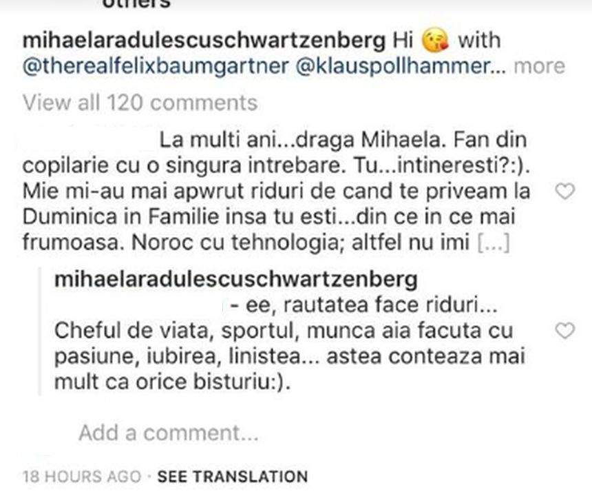 Cum a reacționat Mihaela Rădulescu, după ce un fan a ironizat-o cu privire la operațiile estetice. ''Contează mai mult ca orice bisturiu''