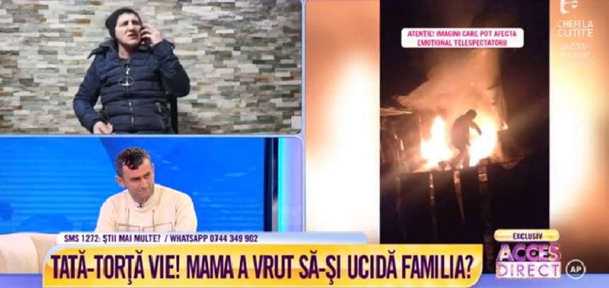 VIDEO / Trei copii şi tatăl lor, la un pas să moară arşi de vii în casă. Focul ar fi fost pus intenţionat, chiar de mamă