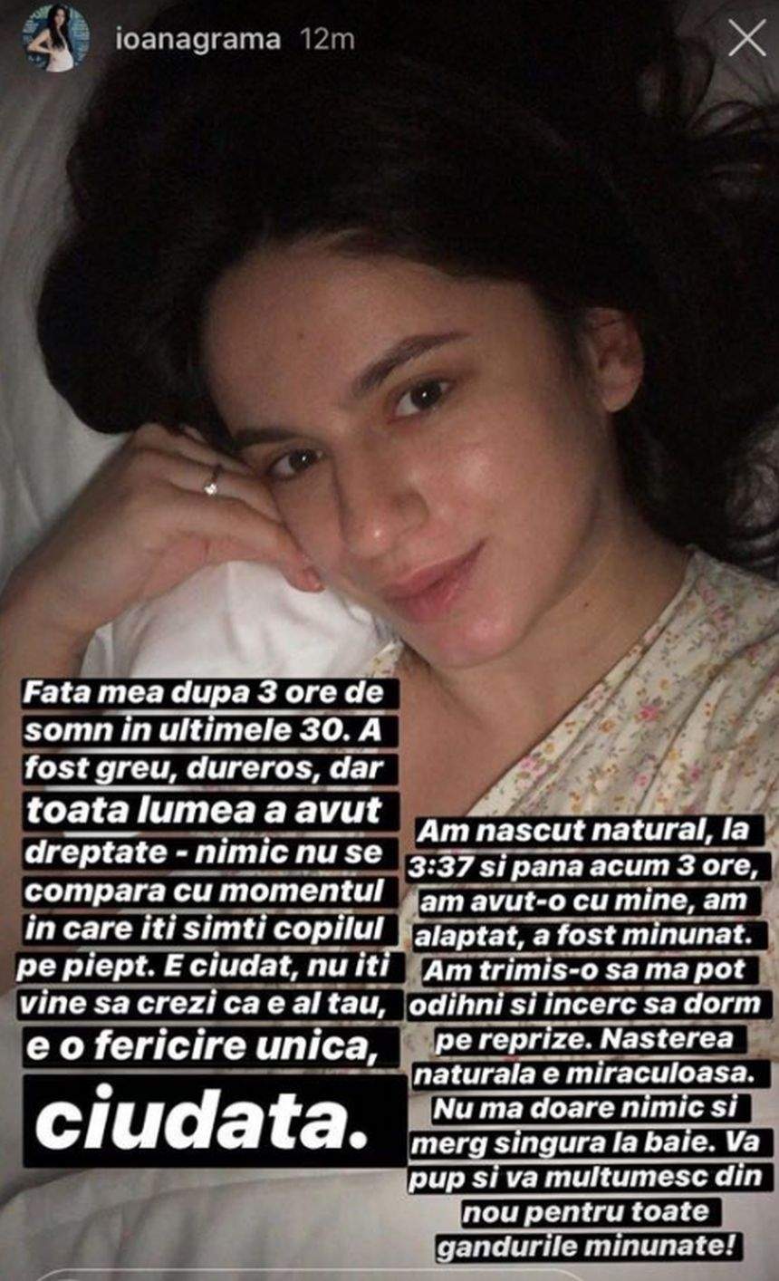 Ioana Grama, noi detalii după ce a născut natural. "A fost greu, dureros, dar este o fericire unică"