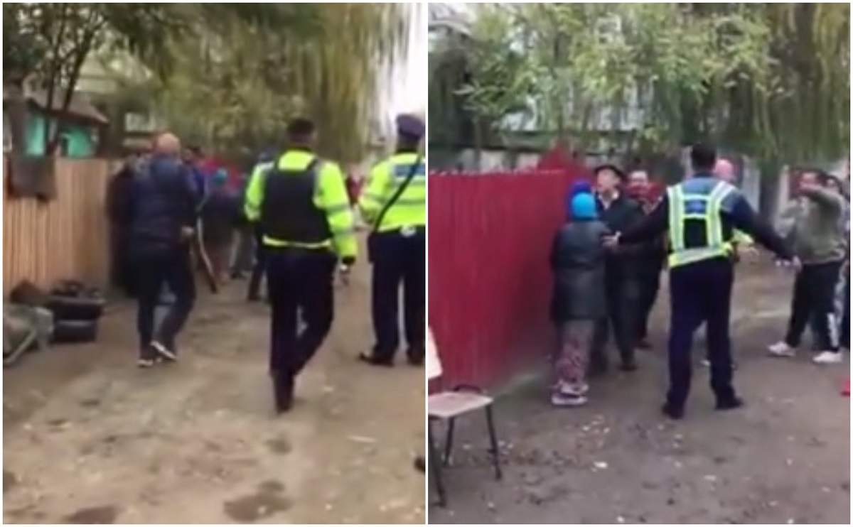 Bătaie cu pistoale la Fetești! Zeci de scandalagii s-au luptat cot la cot cu polițiștii. VIDEO