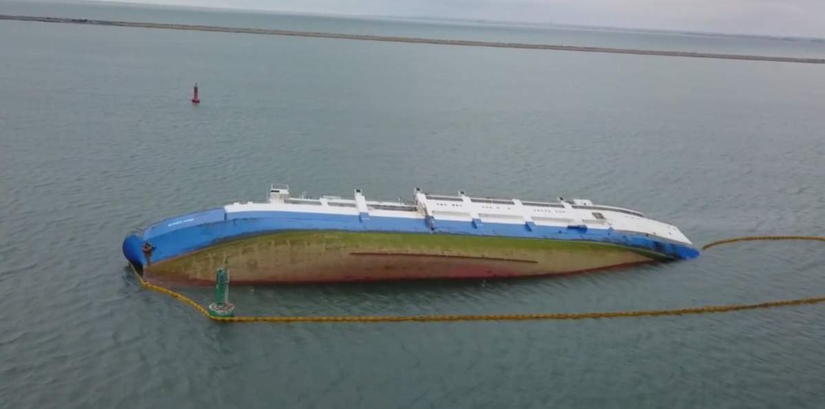 Vasul cu 14.000 de oi, scufundat în Portul Midia, a fost filmat cu drona. Imagini dezolante. VIDEO