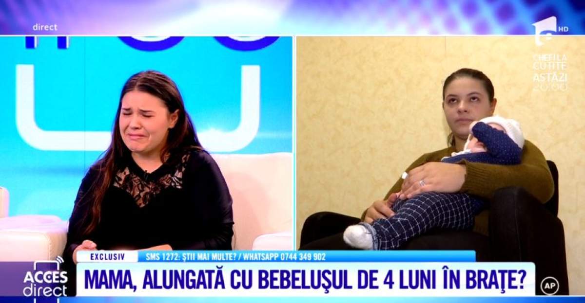 Tânără mamă, alungată de acasă cu bebeluşul în braţe. Mădălina a rămas sub cerul liber, cu o săptămână înainte de Crăciun / VIDEO