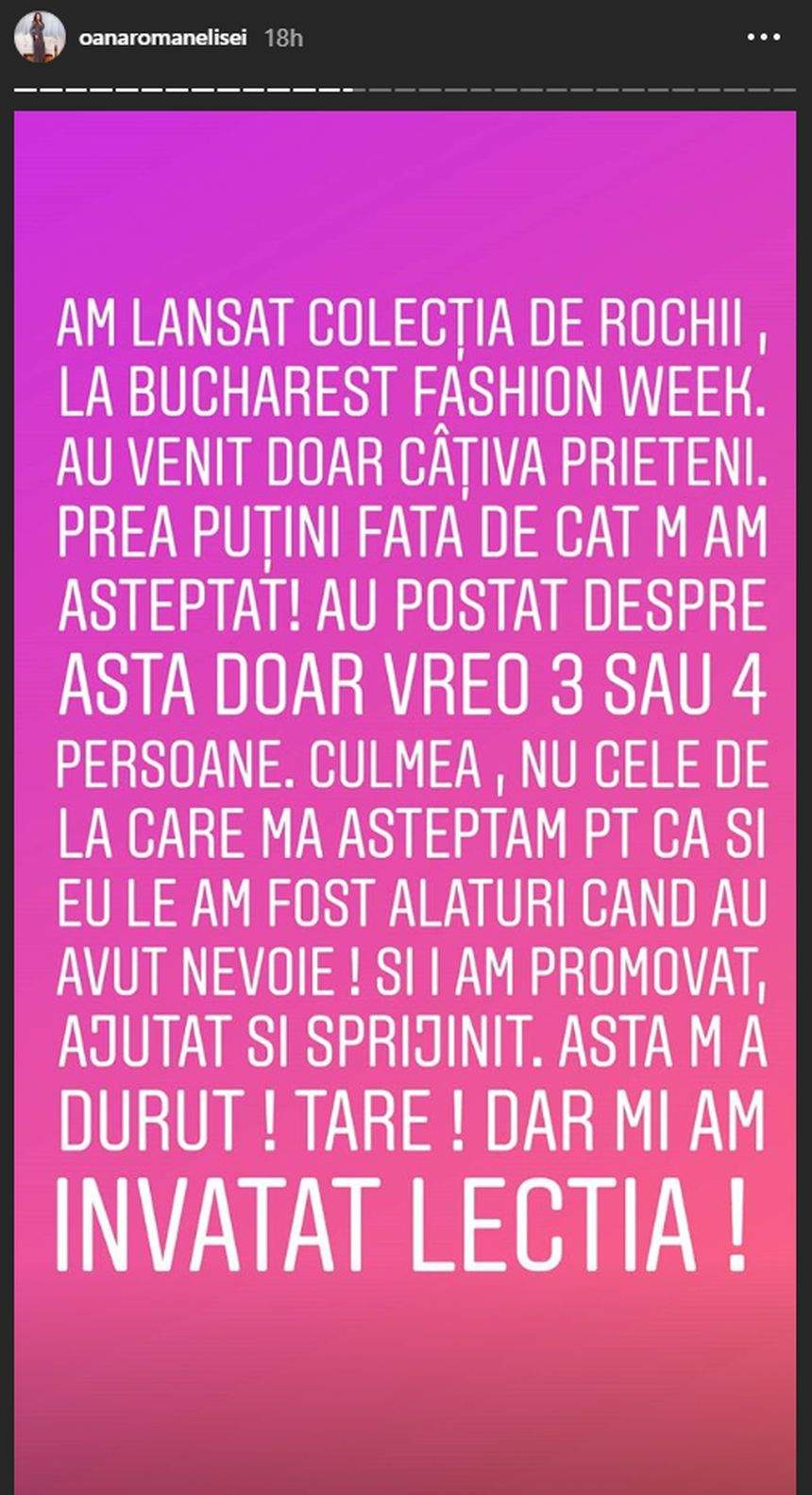 Oana Roman, dezamăgită de cei mai buni prieteni. "Asta m-a durut. Eu i-am ajutat şi i-am sprijinit"