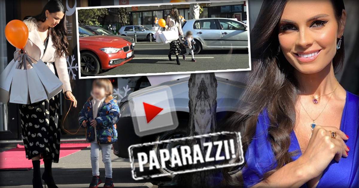 Momente riscante, în trafic. Anca Serea, slalom printre maşini, cu băieţelul de mână / VIDEO PAPARAZZI