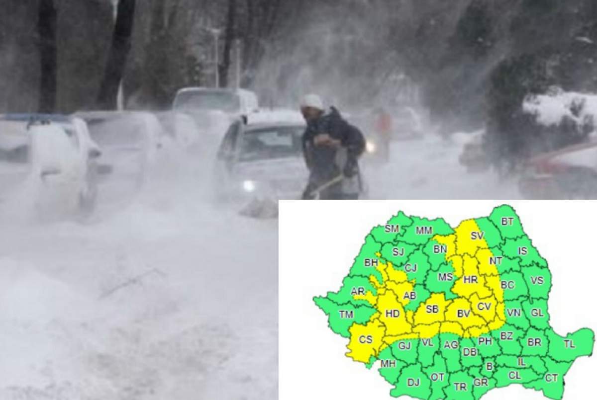 Informare meteo de ultimă oră! Cod galben de ninsoare şi viscol