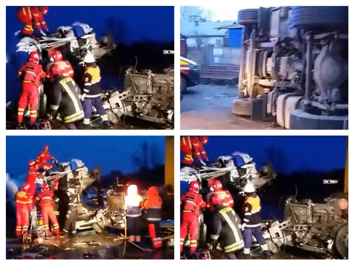 VIDEO / Accident cumplit în Teleorman între două TIR-uri! Traficul complet este blocat