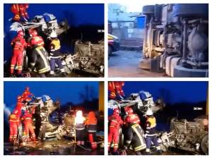 VIDEO / Accident cumplit în Teleorman între două TIR-uri! Traficul complet este blocat