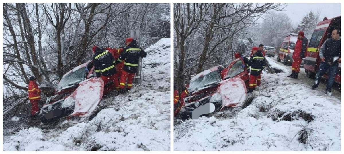 FOTO / Accident terifiant între Sibiu şi Agnita. Un bărbat și-a pierdut viața după ce s-a izbit de un copac