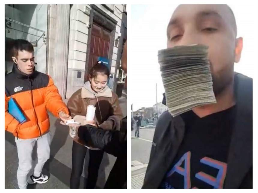 VIDEO / Culmea generozităţii în Irlanda! Un român a dat gratis 5.000 de euro pe stradă