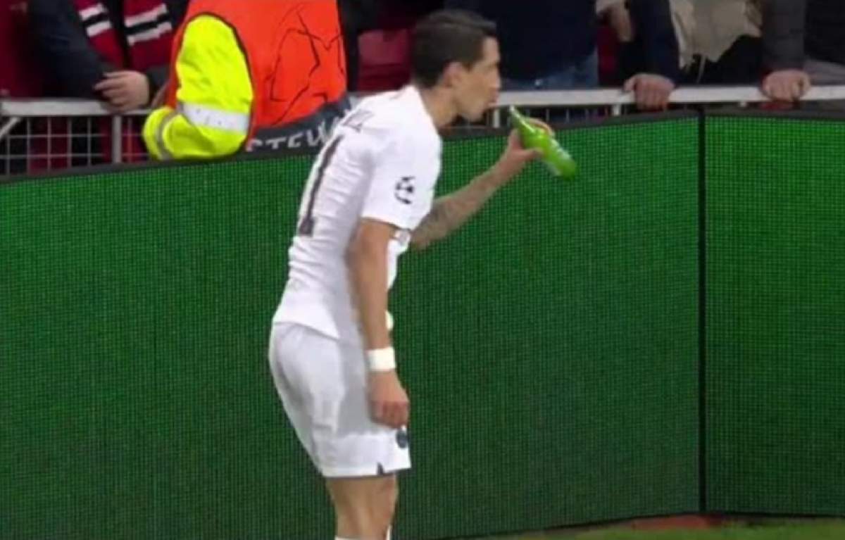 VIDEO / Moment uluitor în Liga Campionilor! Angel Di Maria s-a oprit să bea o bere pe teren