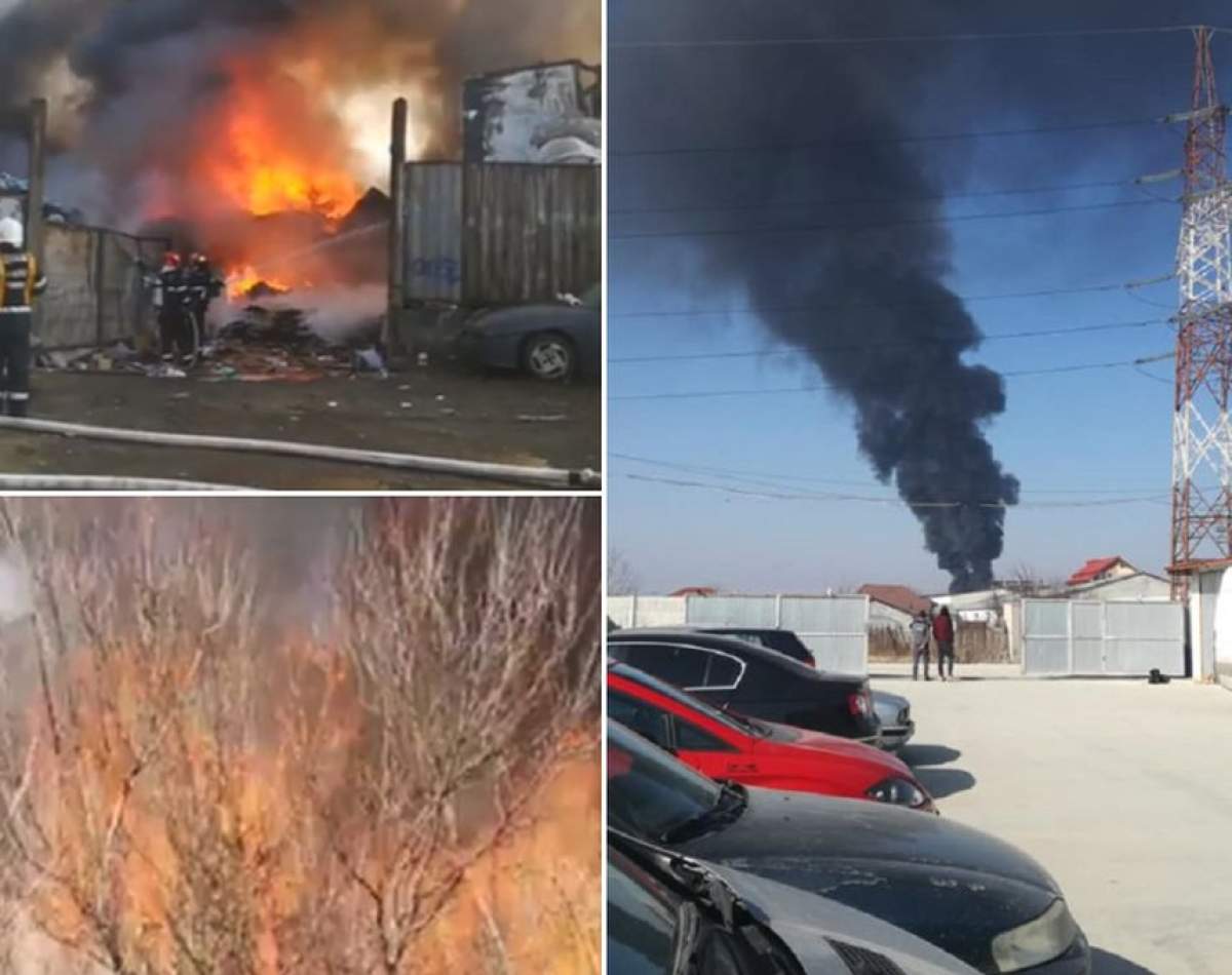VIDEO / Incendiul din Afumaţi ar fi fost provocat. "Cineva a aruncat o sticlă cu benzină care ardea"