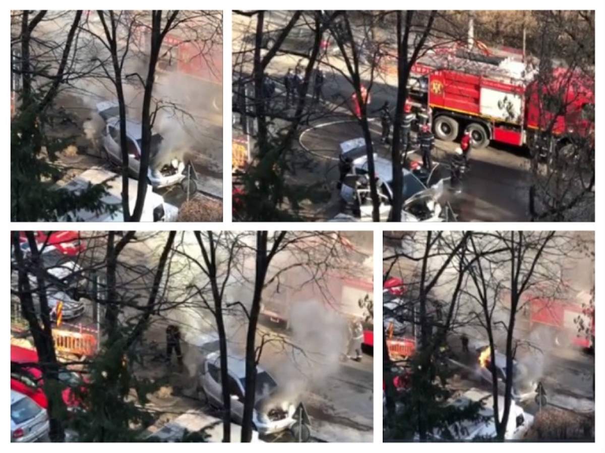 VIDEO / Pagubă pentru un şofer din Bucureşti! Muncitorii care decopertau un trotuar i-au incendiat maşina, în Militari