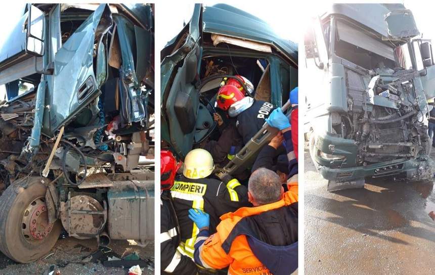 FOTO / Accident înfiorător în Hunedoara! Șoferul unui TIR a fost strivit în cabina acestuia