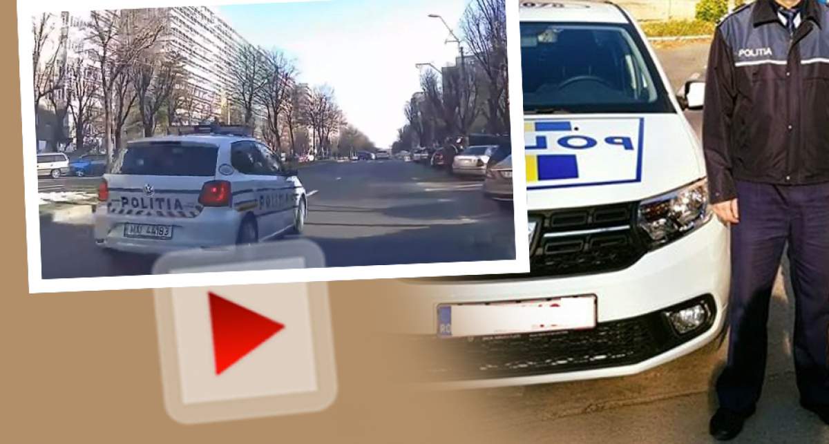 VIDEO / Poliţist filmat în timp ce făcea un gest scandalos, în mijlocul drumului! La un pas de tragedie
