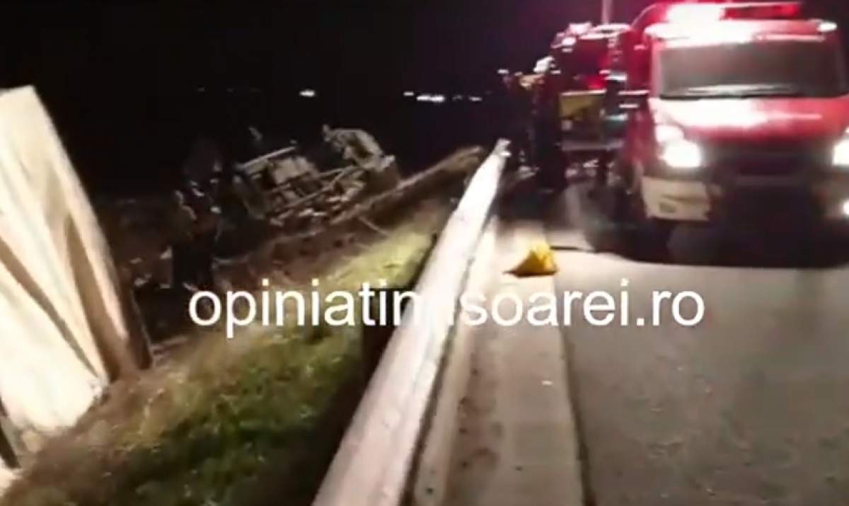 Accident grav, în Timiș! Un bărbat a murit, după ce un TIR și un microbuz s-au făcut praf