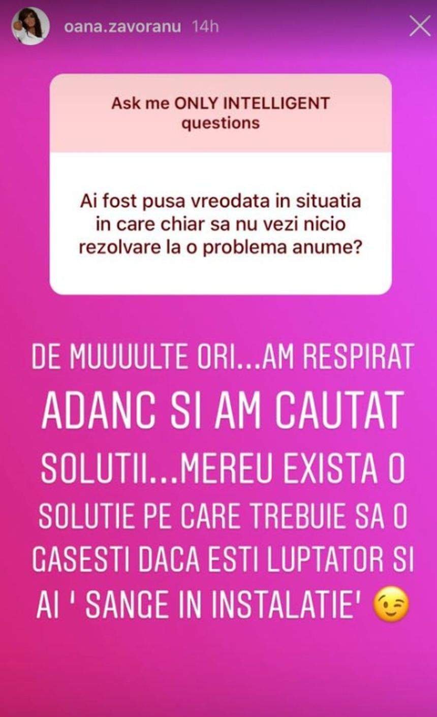 Oana Zăvoranu îşi sfătuieşte fanii cum să treacă peste probleme. "Dacă eşti luptător"