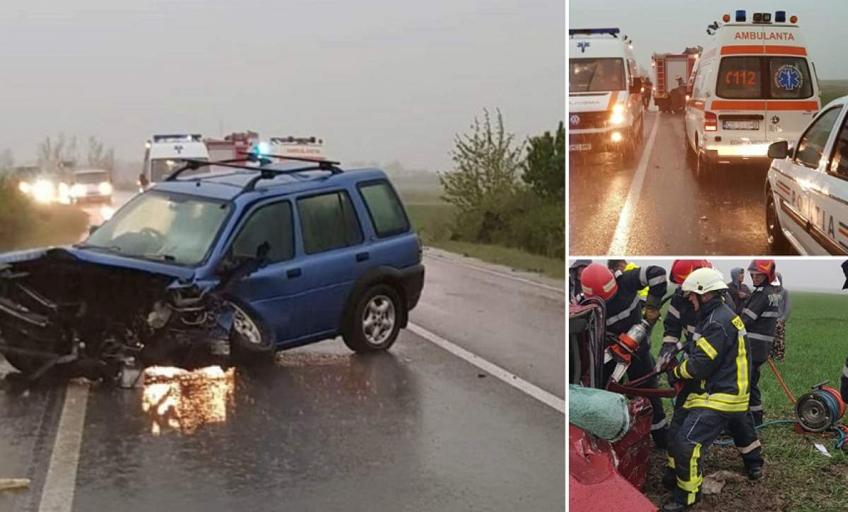 Accident violent între Timişoara şi Reşiţa! O maşină s-a făcut praf şi sunt cinci victime