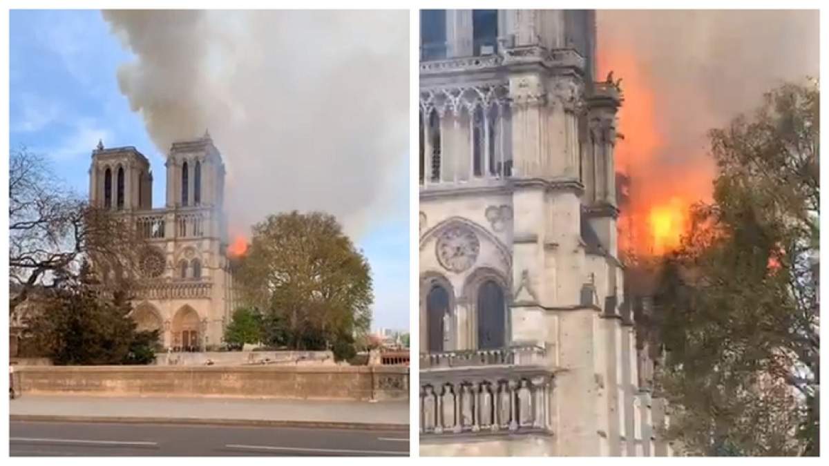 Panică în Franța! Catedrala Notre-Dame arde din temelii. FOTO