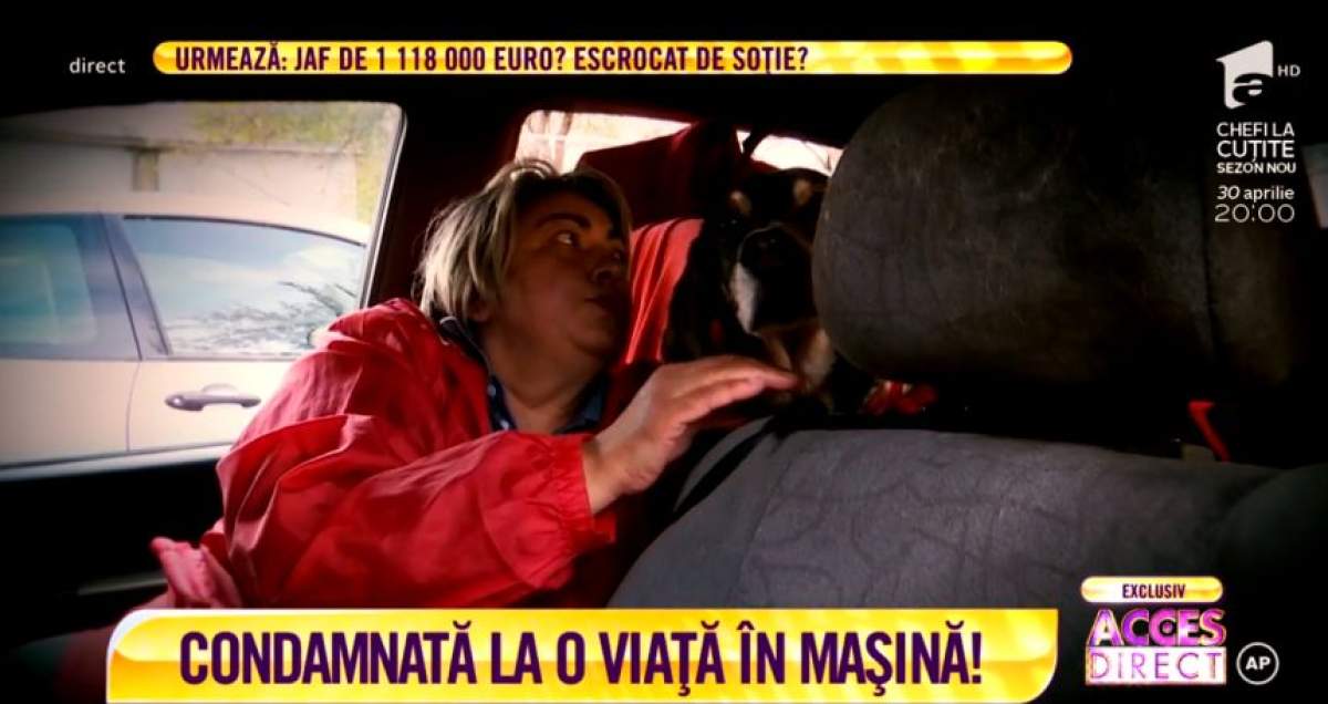 Bătută de frate şi alungată de mamă din casă. O femeie trăieşte de 3 săptămâni în maşină, alături de doi câini, pisici şi un papagal