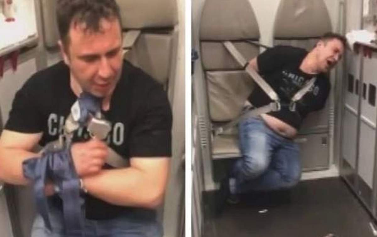 Imagini terifiante, în zbor! Un medic a fost legat de ceilalţi pasageri, după ce a vrut să deschidă uşa avionului / VIDEO