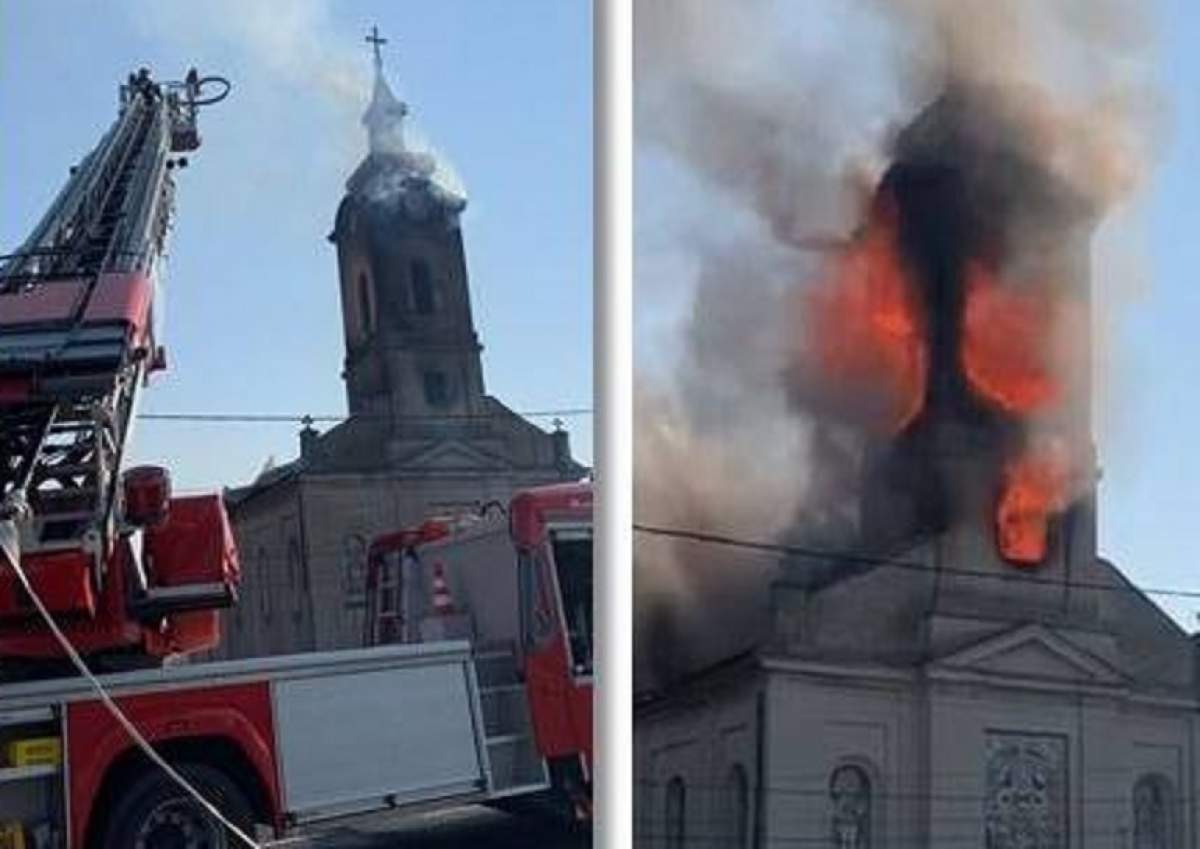 Incendiu violent, la o biserică din Timiș! Pompierii au intervenit de urgență. VIDEO