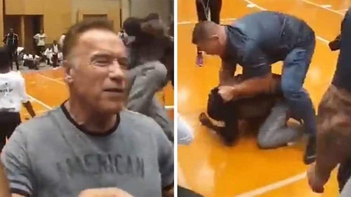 Actorul Arnold Schwarzenegger, lovit cu picioarele în spate de un bărbat, în Africa de Sud!