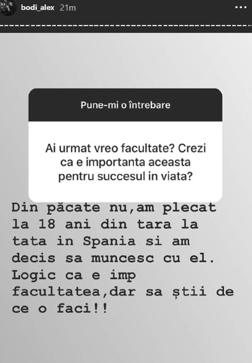 Ce studii are Alex Bodi! A plecat din ţară la 18 ani