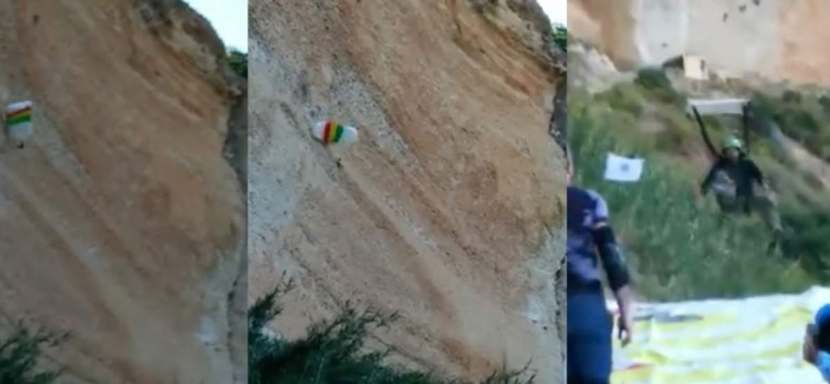Momentul șocant în care un parașutist se lovește de un munte, după un salt. VIDEO