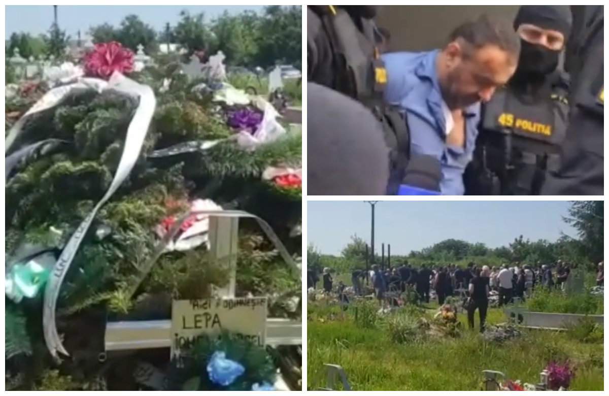 Mormântul lui Marcel Lepa, acoperit de un munte de flori. Criminalul polițistului din Timiș a fost înmormântat. VIDEO